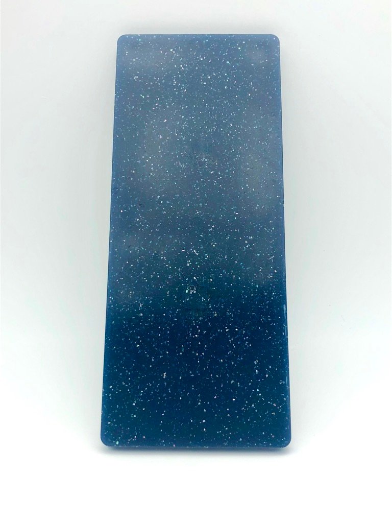 plaque de bio acétate chargé en coquillage (nacre d'ormeau) - bleu nuit – Image 8